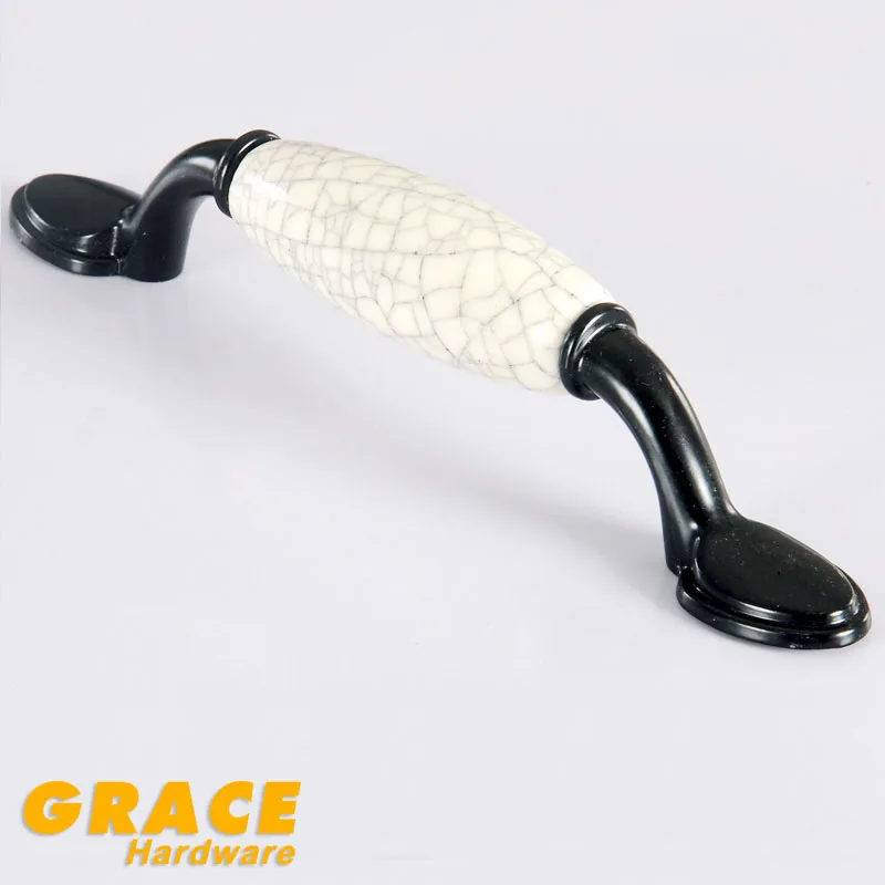 

Ceramic Handle Black Rural Crack  Antique Drawer Cabinet Door Knobs Handle Furniture (C.C:96mm,L143mm)