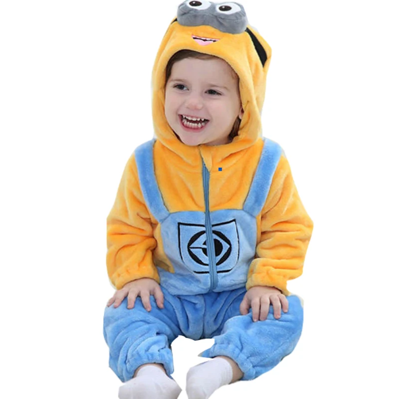 Minions Baby Clothes Romper Infant Costume 2018 New Spring Hooded