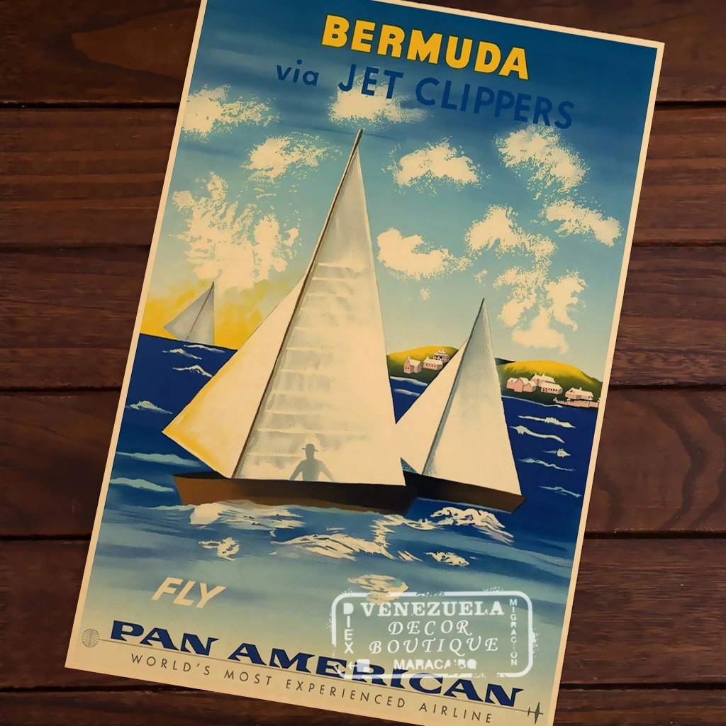 Художественные наклейки Bermuda via Jet Clippers классические винтажные Ретро