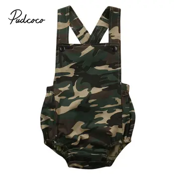 

pudcoco 2019 Lovely Baby Boys Summer Romper Infant Girl Camouflage Rompers New Baby Lovely One-pieces Kids Boy Suspender Romper