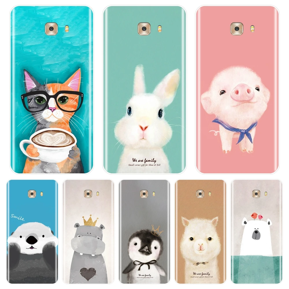 

Pink Pig Cat Bear Rabbit Alpaca Phone Case For Samsung Galaxy C9 C7 C5 Pro Soft Silicone Back Cover For Samsung Galaxy C5 C7 C8