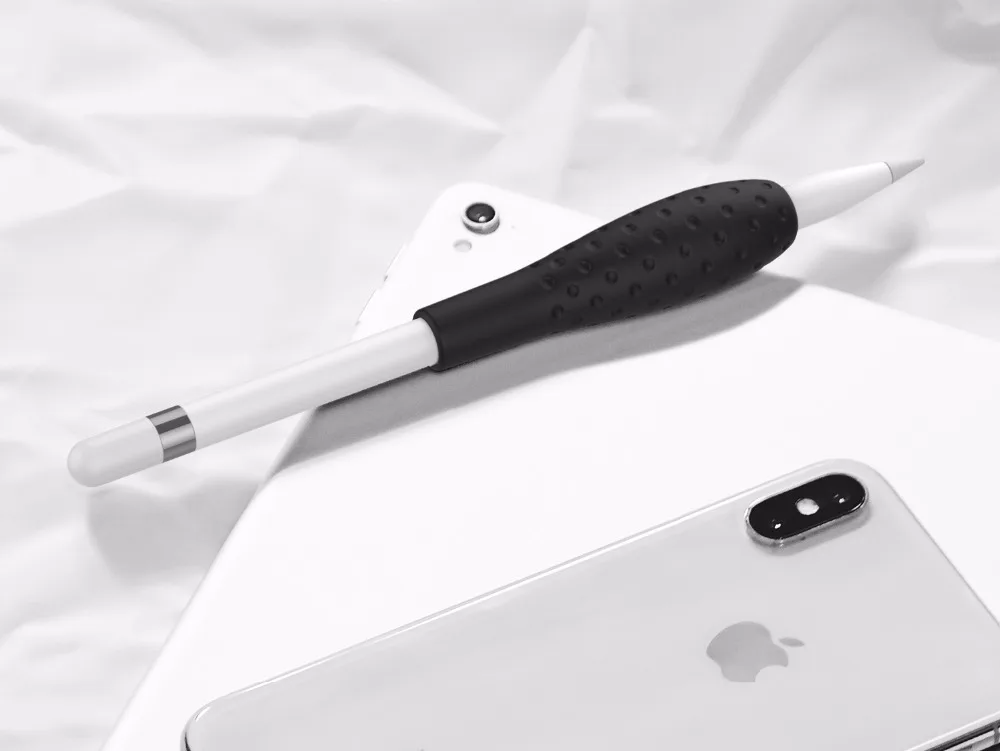 Защитный чехол MoKo Silicone Grip Holder Ergo для Apple Pencil(2 шт. в упаковке, белый и зеленый драгоценный камень, черный и красный