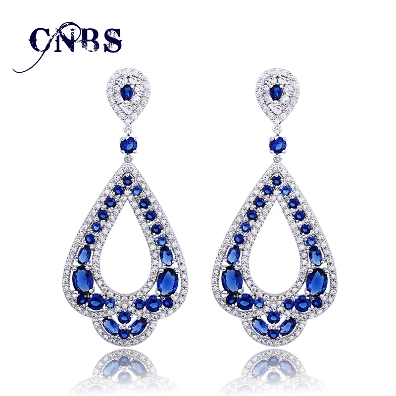 Ladies Long Dangle Elegant Earrings Bling Bling Round CZ Crystal