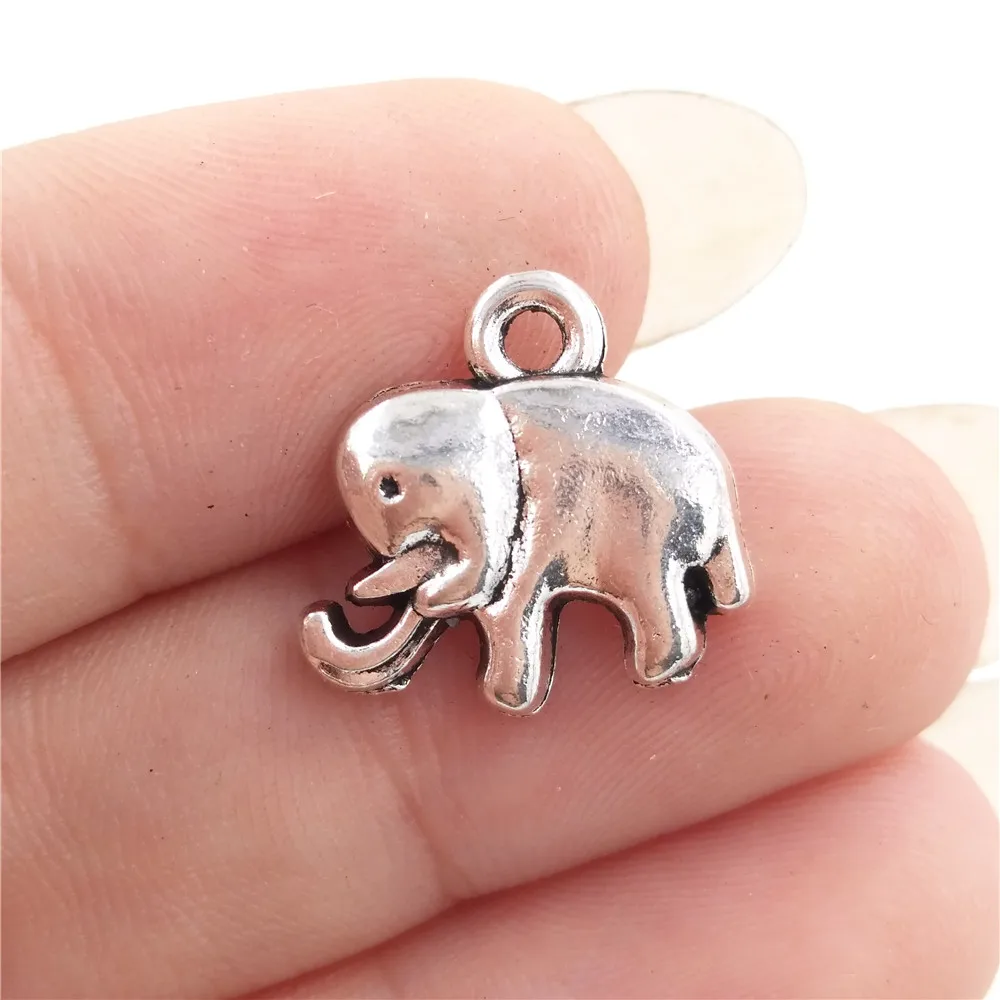 BULK 30pcs Small Elephant Charms Alloy Metal Tibetan Silver Plated