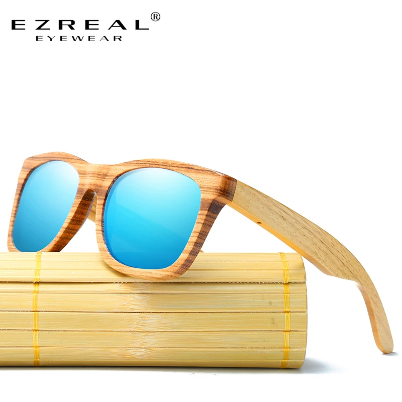 

EZREAL Zebra Wood Sunglasses Bamboo Sunglasses Brand Designer Original Polarized Sun Glasses Men Women Oculos De Sol Masculino