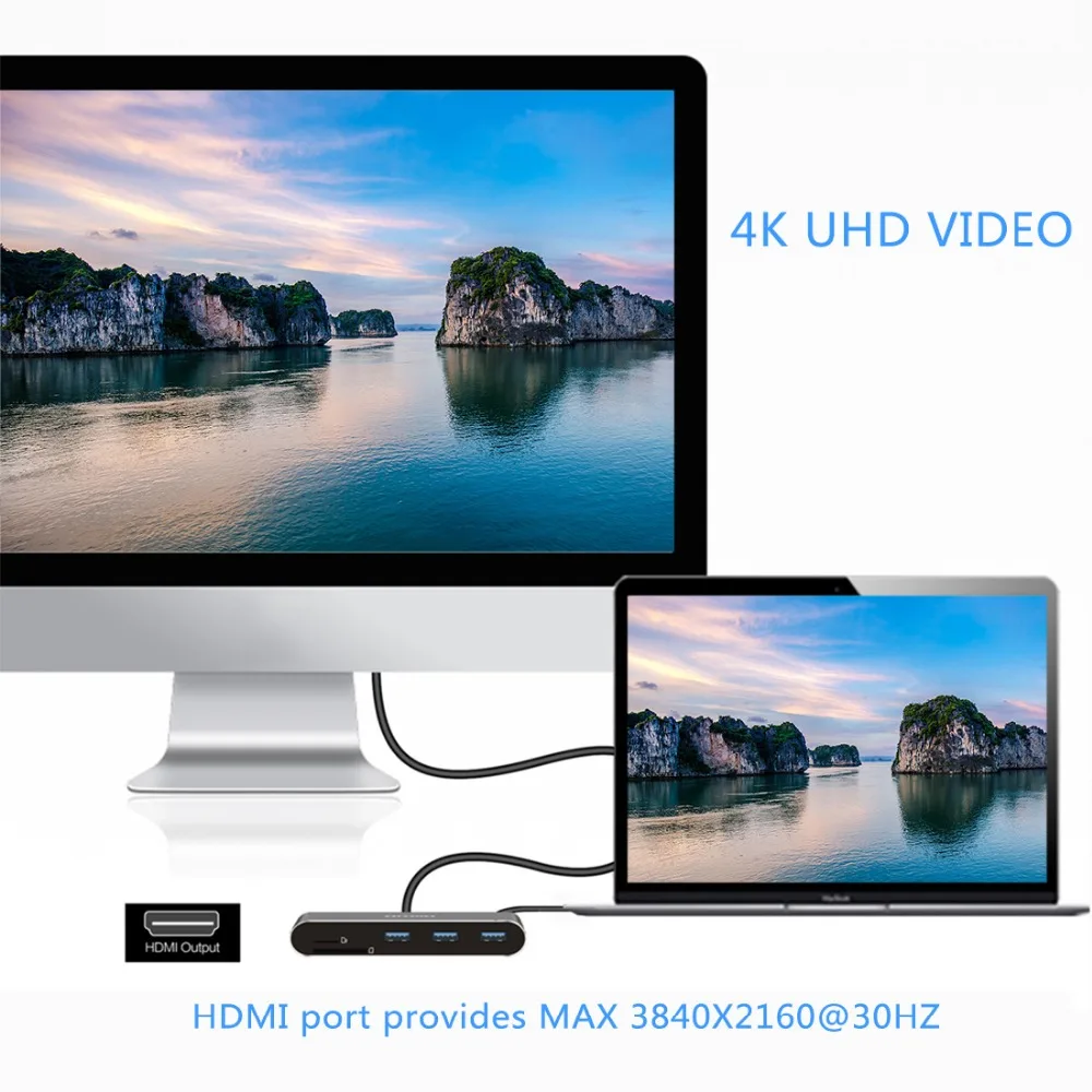 Atolla USB 3 1 концентратор 8 в C HDMI и Ethernet Алюминиевый адаптер 4K порт гигабитный SD/TF