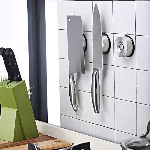 

Stainless Steel Suction Cup Magnetic Kitchen Knife Holder Key Hanger Rack Tool Storage Organizer for Scissor and Metal Utensils