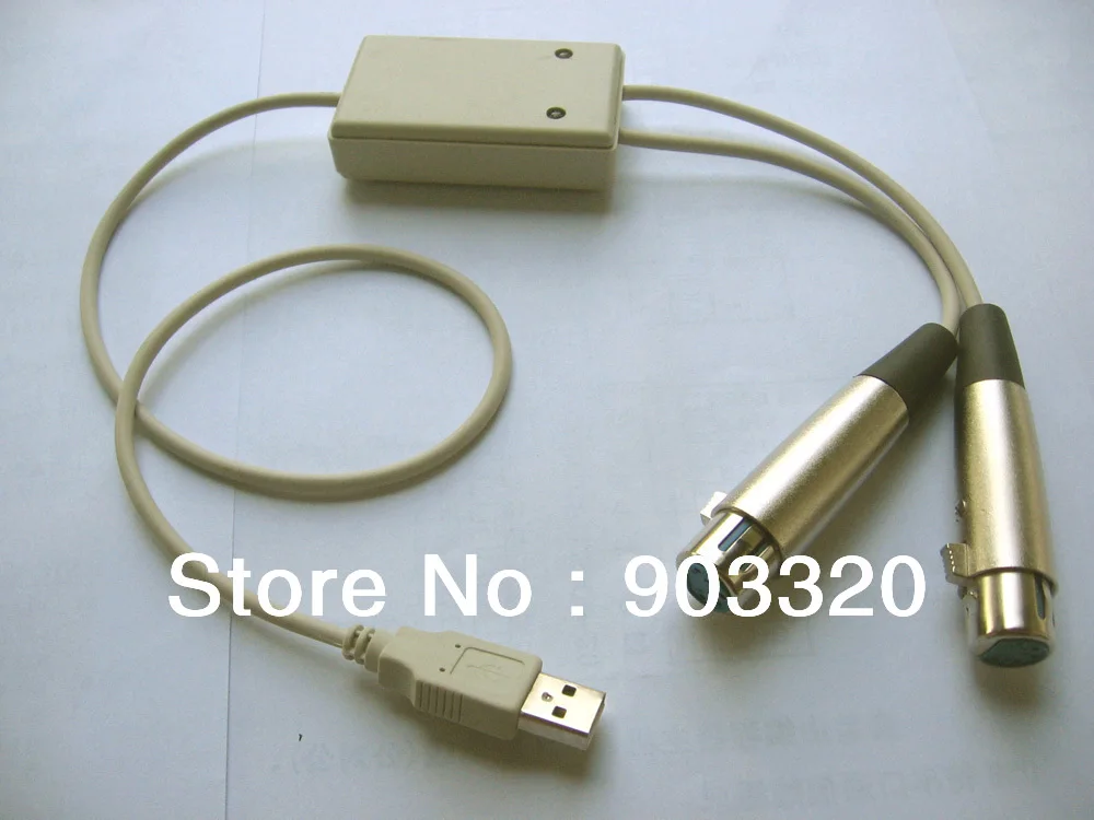 Freeshipping 2 DMX Output Ports thru 5 pins XLR connectorsUSB DMX Interface DMX512 Software support Win7