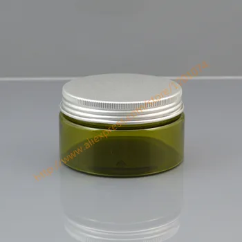 

100ml Empty Container for Styling Gel Hair Wax 100g olive green Cream Jar with silver aluminum lid,50ml PET Packaging,