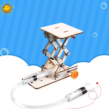 

Hydraulic lifting platform crane model technology small production materials children's manual diy scientific experimental toys