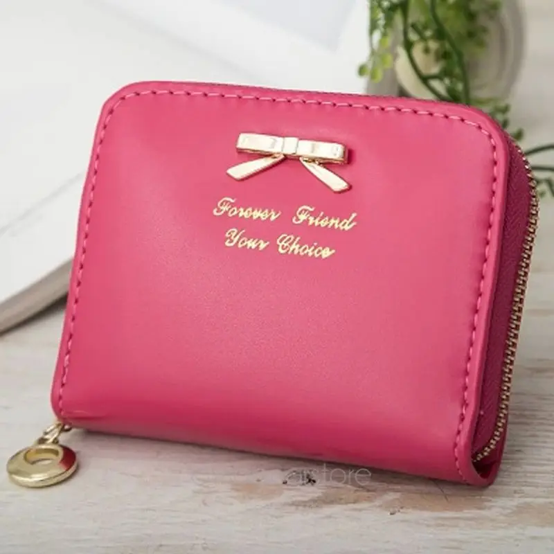 New Purse Women Wallets Coins Holder Collector Purse Pure Color Zipper Soft PU Leather Wallet