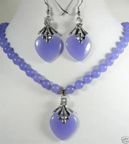 

Hot sale new Style >>>>>New Jewelry Purple stone Necklace heart-shaped pendant Earring set