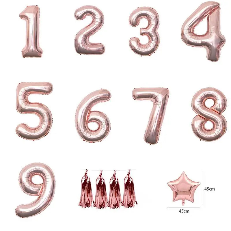 

1pcs Bride To Be Digital Rose Gold Set Baby Birthday Party Decoration Anniversary Aluminum Balloon