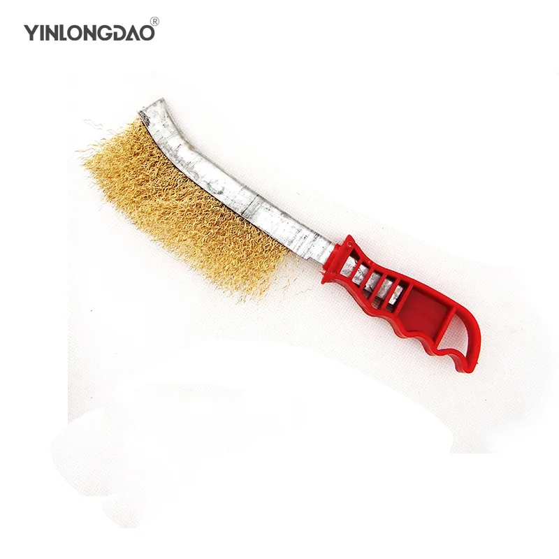 

YINLONGDAO 1PC Steel Wire Cutter Copper Brush Wire Brush Rust Knife Shaped Joint Cleaning Brush Iron Plastic Handle