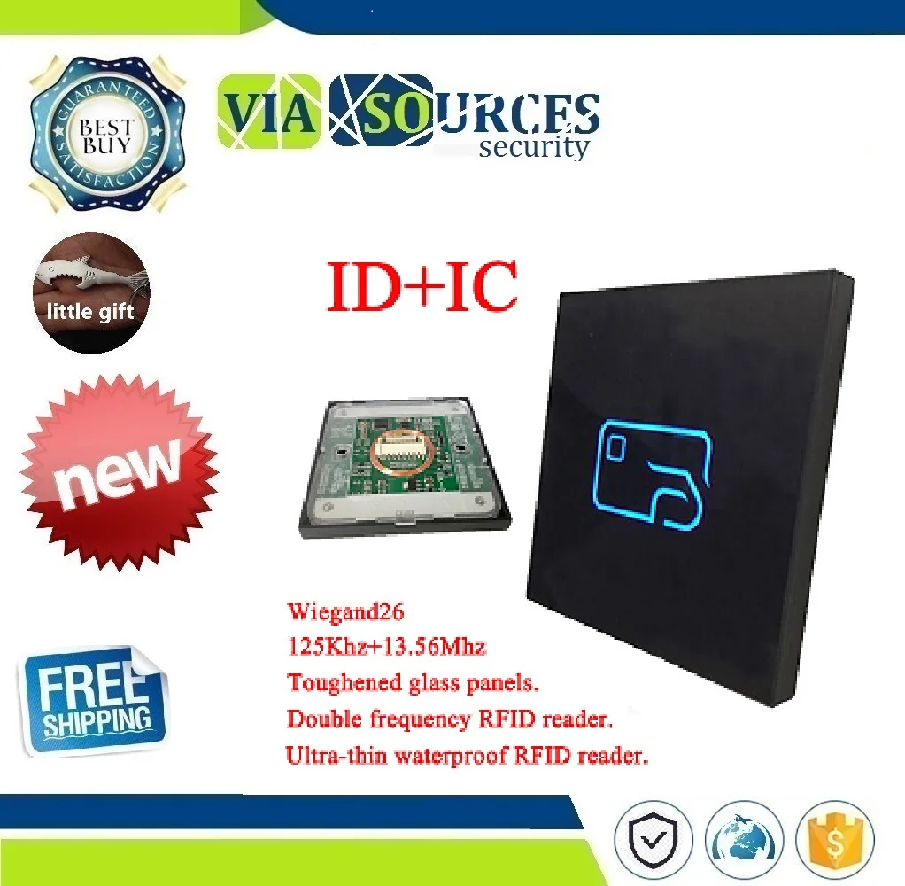 

Ultrathin waterproof door access control system read head IC card +ID card access card reader wg26/34 dual frequency access cont
