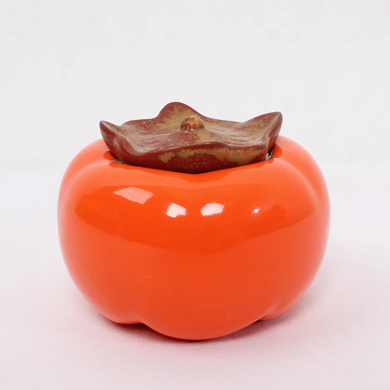 

Creative mini vintage ceramic persimmon tea storage pot sealed small moisture-proof tea tank marinated storage box