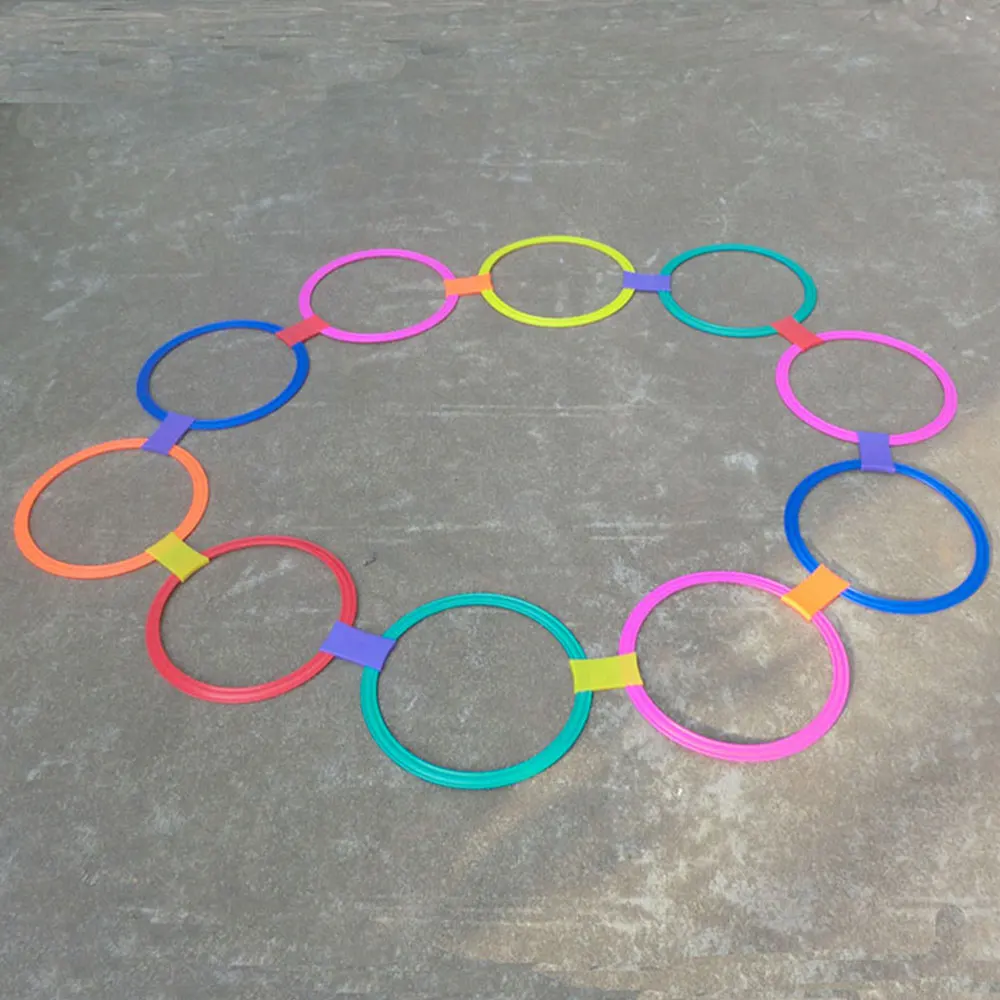 Открытый дети смешные игрушки решетки прыгающее кольцо набор игра с 10 обручи 10 разъемов для игры в парк мальчиков девочек
