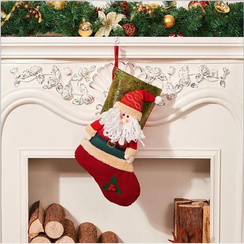 Новые украшения для камина, большие носки, рождественские украшения, Подарочный мешок для конфет Рождество, сапоги, рождественские чулки