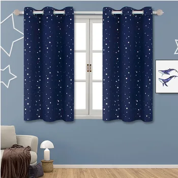 

Shiny Stars Fabric Children Room Window Curtains For Kids Boy Girl Bedroom Living Room Blue/Pink Blackout Cortinas Custom Drape