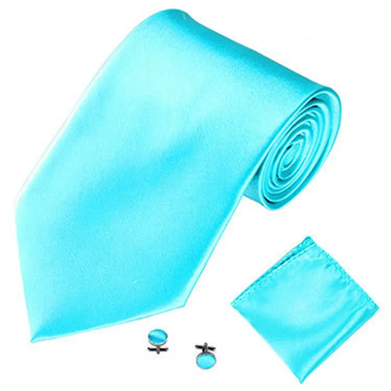 Мужские галстуки карманные Квадратные Запонки Набор 10 см шейный галстук платок носовые платки свадебный бизнес галстук жениха - Цвет: 23 lake blue