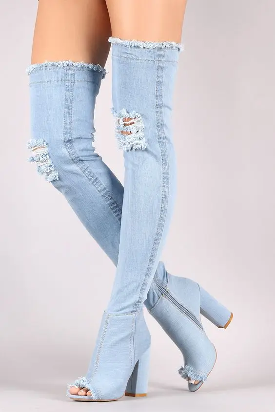 cheap denim boots