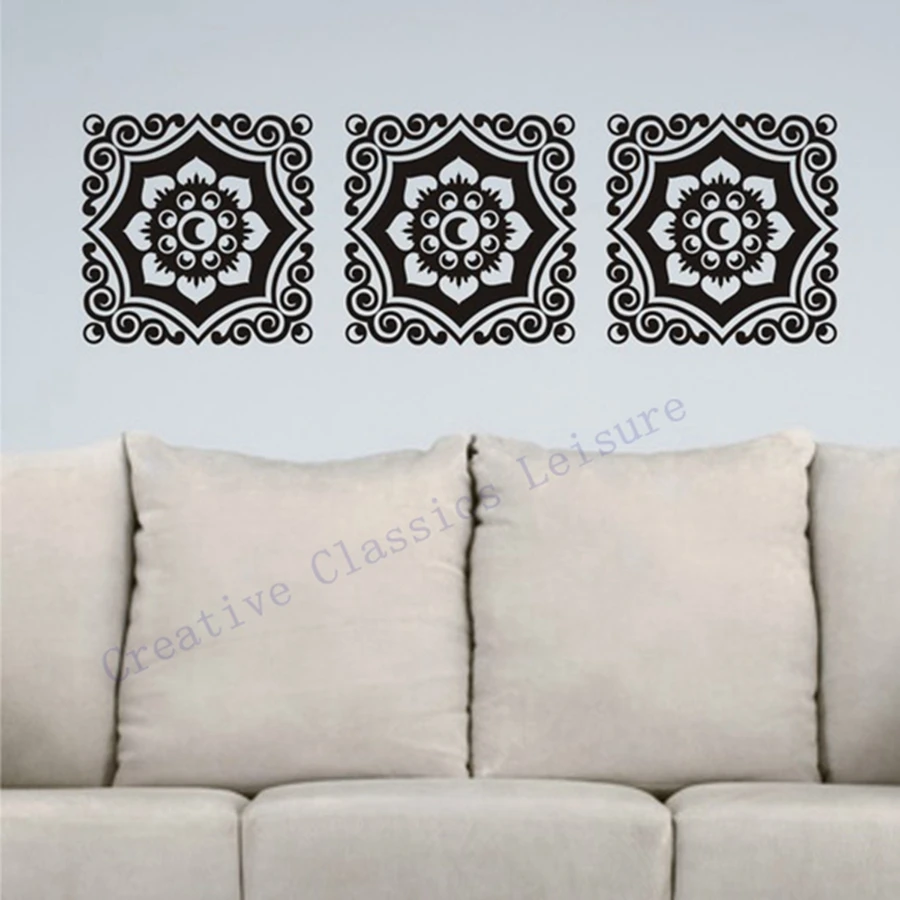 Free shipping Floral Damask Wall Decal Motif Trio, Vinyl graphic damask Wall Art Sticker Home
