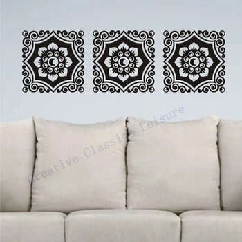 

Free shipping Floral Damask Wall Decal Motif Trio, Vinyl graphic damask Wall Art Sticker Home Decoration