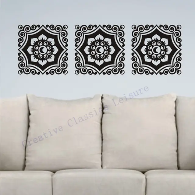 Online Shop Gratis Pengiriman Floral Motif Damask Dinding Decal Trio