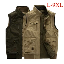 Плюс размер, L-9XL, тактический военный жилет, Мужская Двусторонняя одежда, хлопок, много карманов, для походов, охоты, жилет, весна, осень, жилет, colet