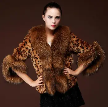 

2018 New Autumn winter Women Faux Fox Fur Coat Jacket Female Luxury Leopard warm Half Sleeves Fur Coat Plus Size r398