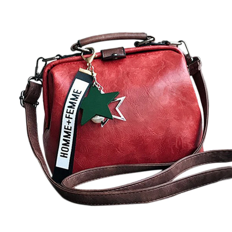 

Women Handbag Pu Leather Shoulder Bag Female Doctor Crossbody Handbag Star Pendant Tassel Rivets Casual Famous Brand Women Tot
