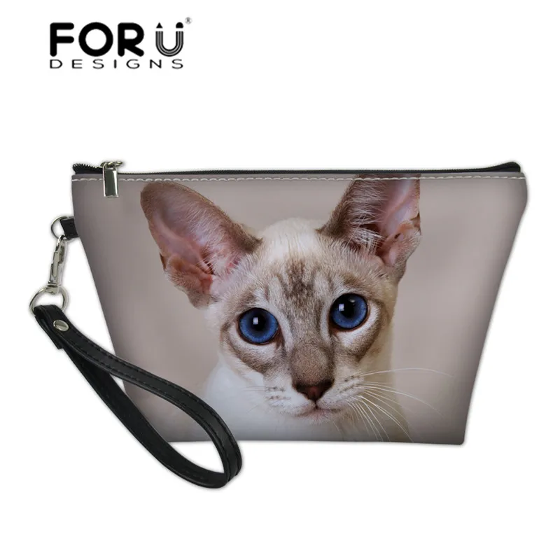 

FORUDESIGNS Ladies Cute Siamese Cat Printing Cosmetic Cases for Make Up Women Large Organizer Wash Kit Bags Females Makeup Case