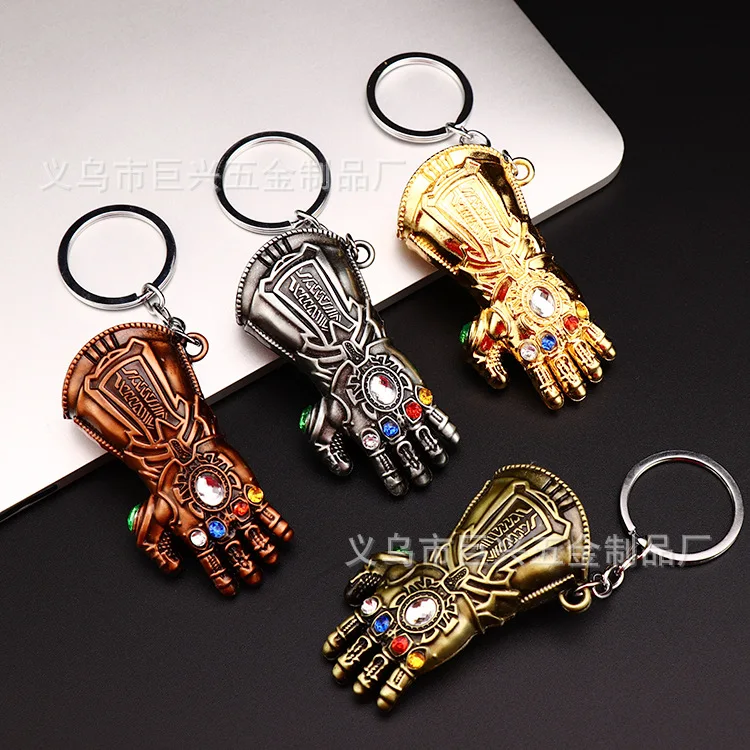 

10pcs/lot The Avengers Thanos Gloves Keychain The Marvel Comics Movie Car Keyring Fashion Jewelry Party Gift for Men Funs