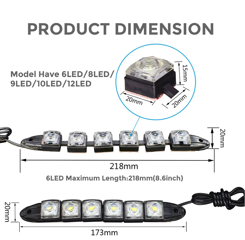 2x6 Led COB DRL Противотуманные гибкие фары Автомобильный светодиодный дневной светильник дневной ходовой светильник водонепроницаемый 12 В Авто Дневной светильник для peugeot 206