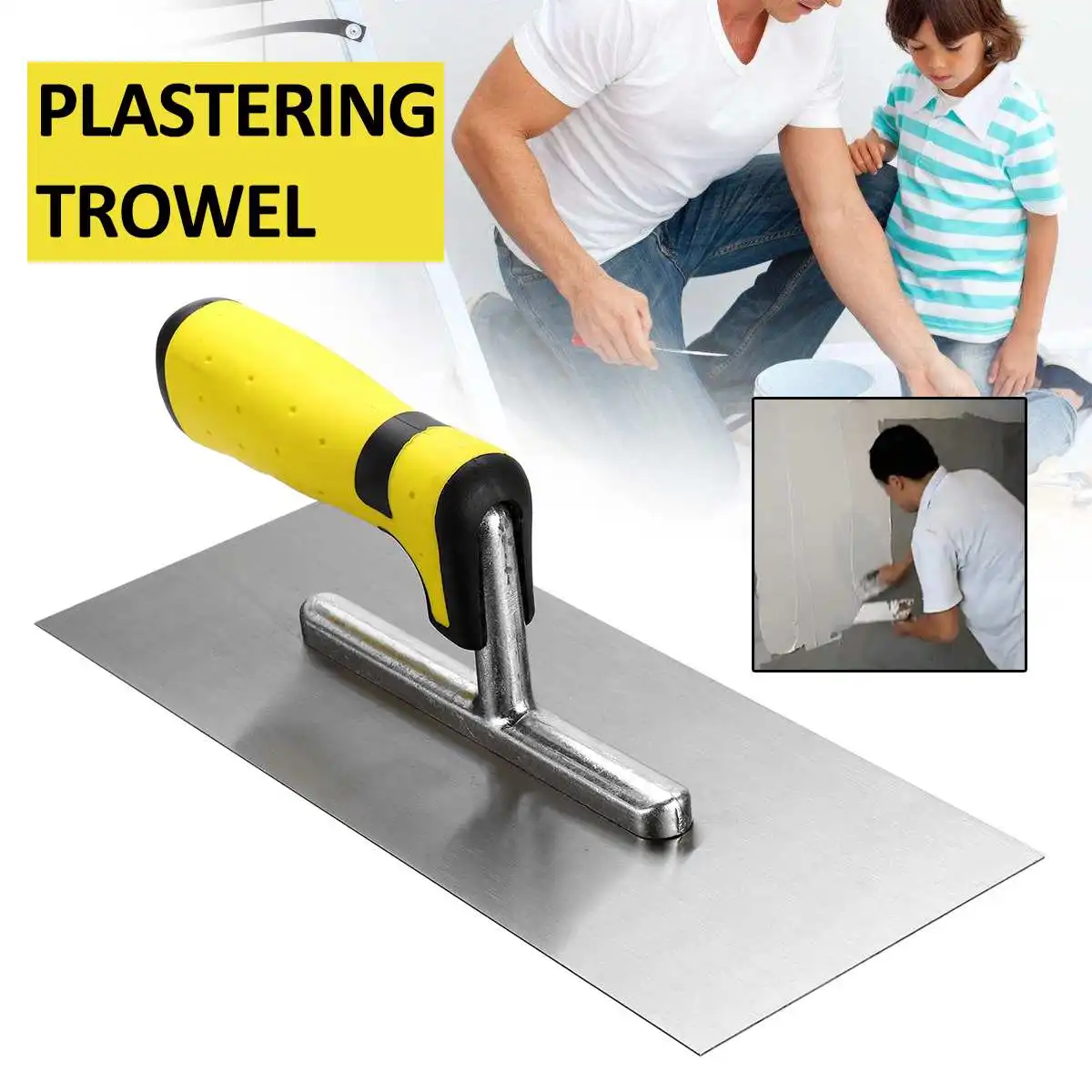 

11inch Professional Stainless Steel Plasterers Plastering Trowel 0.9mm with Comfort Handle Putty Knife DIY Hand Tools