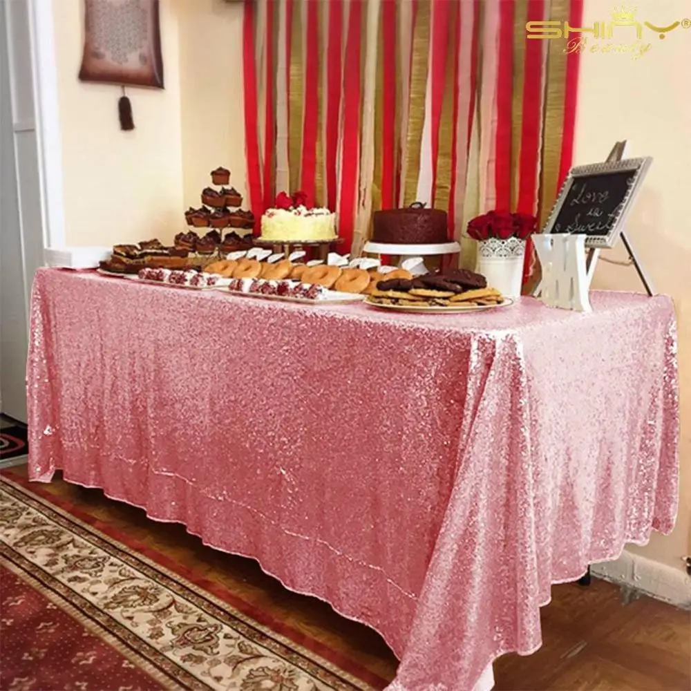 50x50-дюймовые элегантные, цвета шампанского скатерти с пайетками ткань для красивой вышивки Свадебная настольная скатерть с пайетками прямоугольный Декор-r - Цвет: Pink Gold