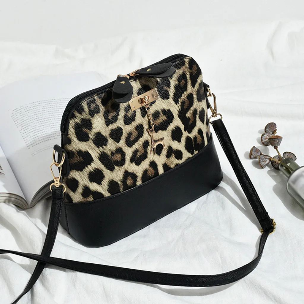 xiniu Women Handbags Leopard Print Crossbody Bag Fawn Pendant Shell