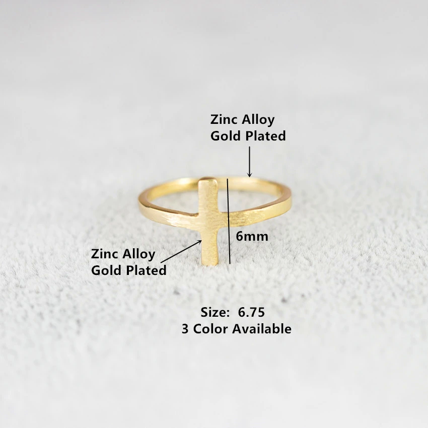 Jesus Sideways Cross Ring Rose Gold Color Engagement Promise Forever Couple Rings For Women Men Anillos Mujer Religious Jewelry