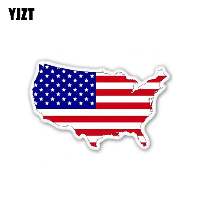 

YJZT 10,3 см * 6,4 см карта с американским флагом США патриотическая Наклейка Автомобильные аксессуары ПВХ автомобильная наклейка 6-0824