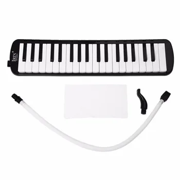

IRIN 37 Key Piano Style Melodica With Deluxe Carrying Case Organ Accordion Mouth Piece Blow Key Board Black Instrument