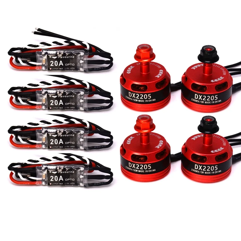

4x DX2205 2300KV Brushless Motor (2CW&2CCW) + RC 4x littlebee QAV250 ESC 20A FPV EMAX