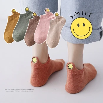 

Fashion Socks Woman 2019 New Spring 1 Pair Ankle Socks Girls Cotton Color Smile Novelty Women Fashion Cute Casual Socks Lady