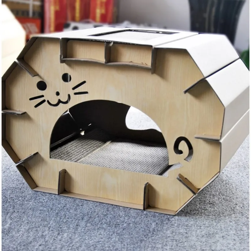 

Cute Cats Corrugated Paper House Cute Thicken Scratch Toys for Kitten Durable Scratch Board Cats Toys Supplies
