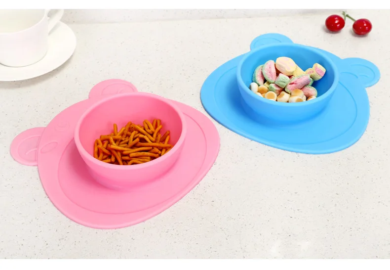 Младенцы эллипса Силиконовые пластины для кормления мальчиков и девочек 4 цвета медведь противоскользящие блюда детские удобные лоток посуда контейнер для еды