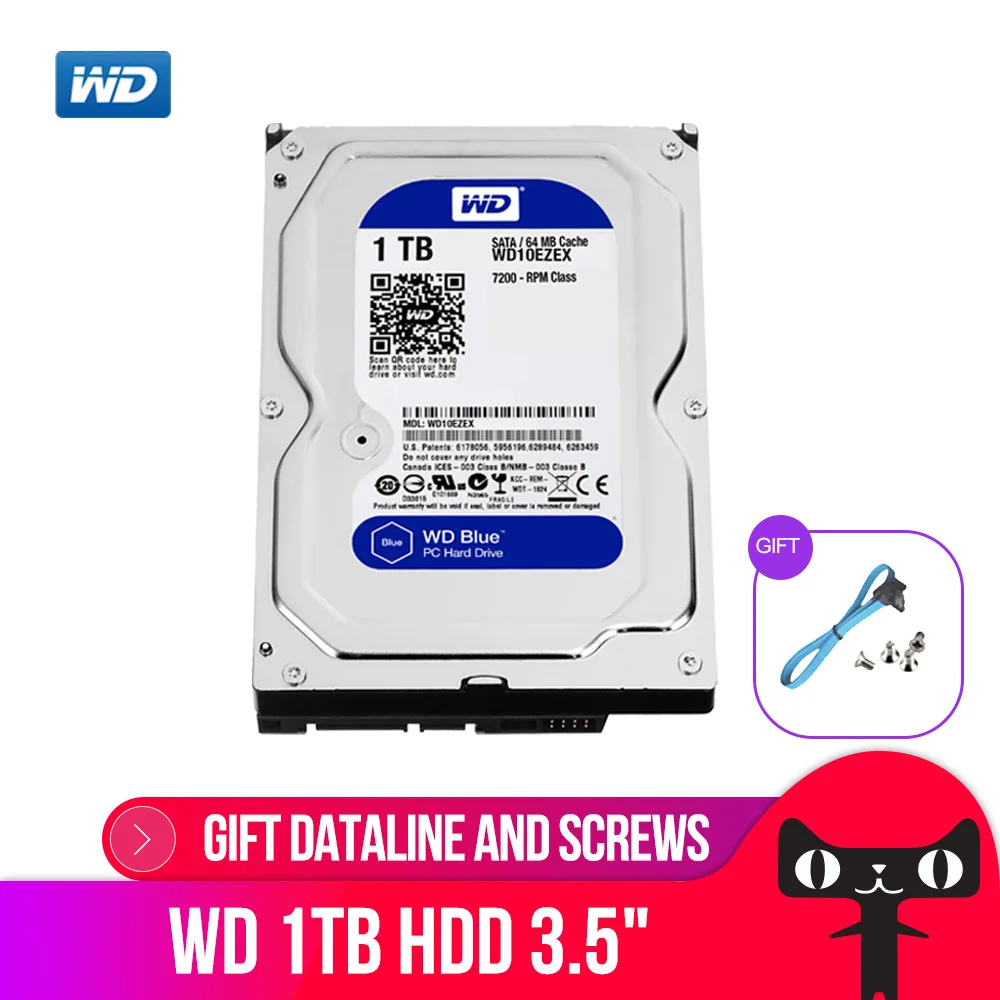 WD Blue 1TB 3.5" SATA 6 GB/s HDD sata internal hard disk 64M 7200PPM