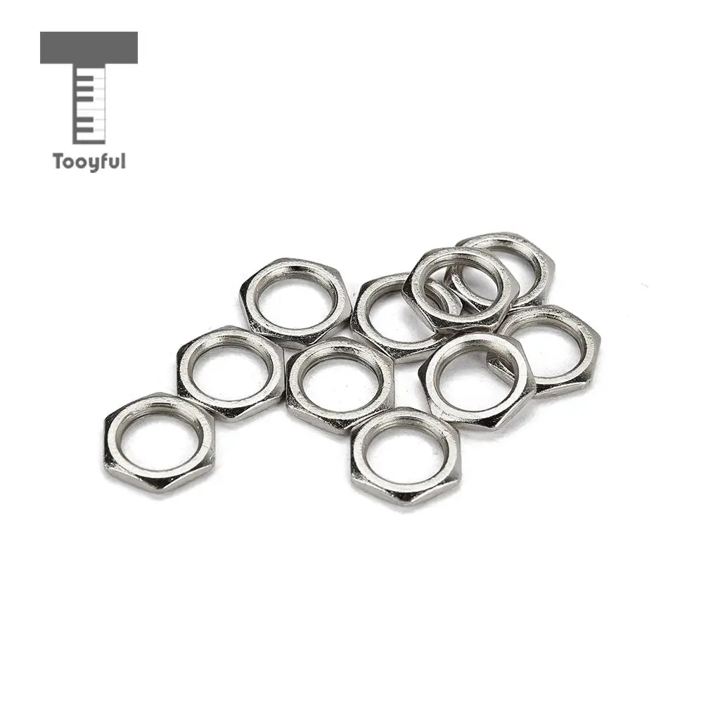 Tooyful 50 Pack Guitar Bass Jack Socket Nut Thin Nut for Guitar Parts Accessories 8mm Diameter