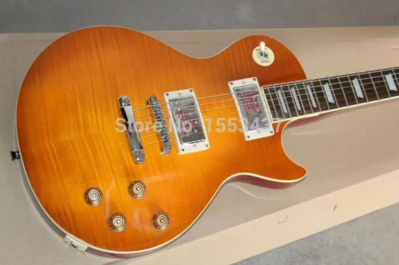 

Free Shipping hot New Arrival High Quality Flame Maple Top G Les Standard Brown Electric Guitar LP Guitar