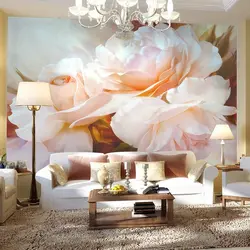Пользовательские 3D комнаты пейзаж обои классические розовые розы фото настенная гостиная диван роспись декораций настенная Ткань