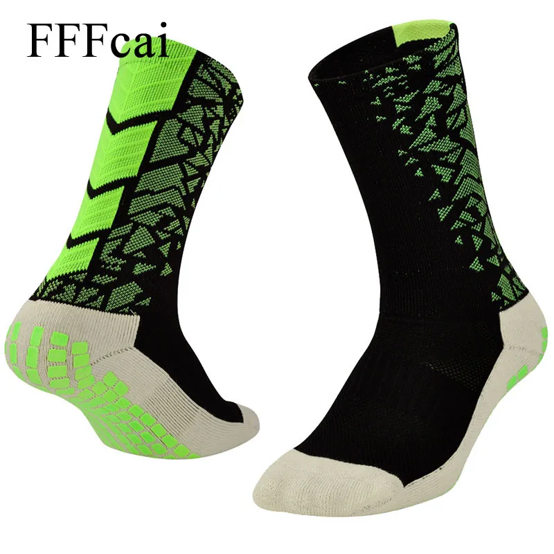 FFFcai 3 Pairs Football Socks Anti Slip Soccer Socks Mens Good Quality