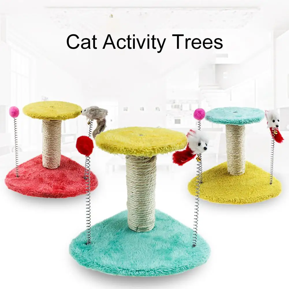 Треугольная Нижняя игрушка для кошек, деревянная альпинистская рамка с мышкой для волос, звоночек в шарике - Цвет: random